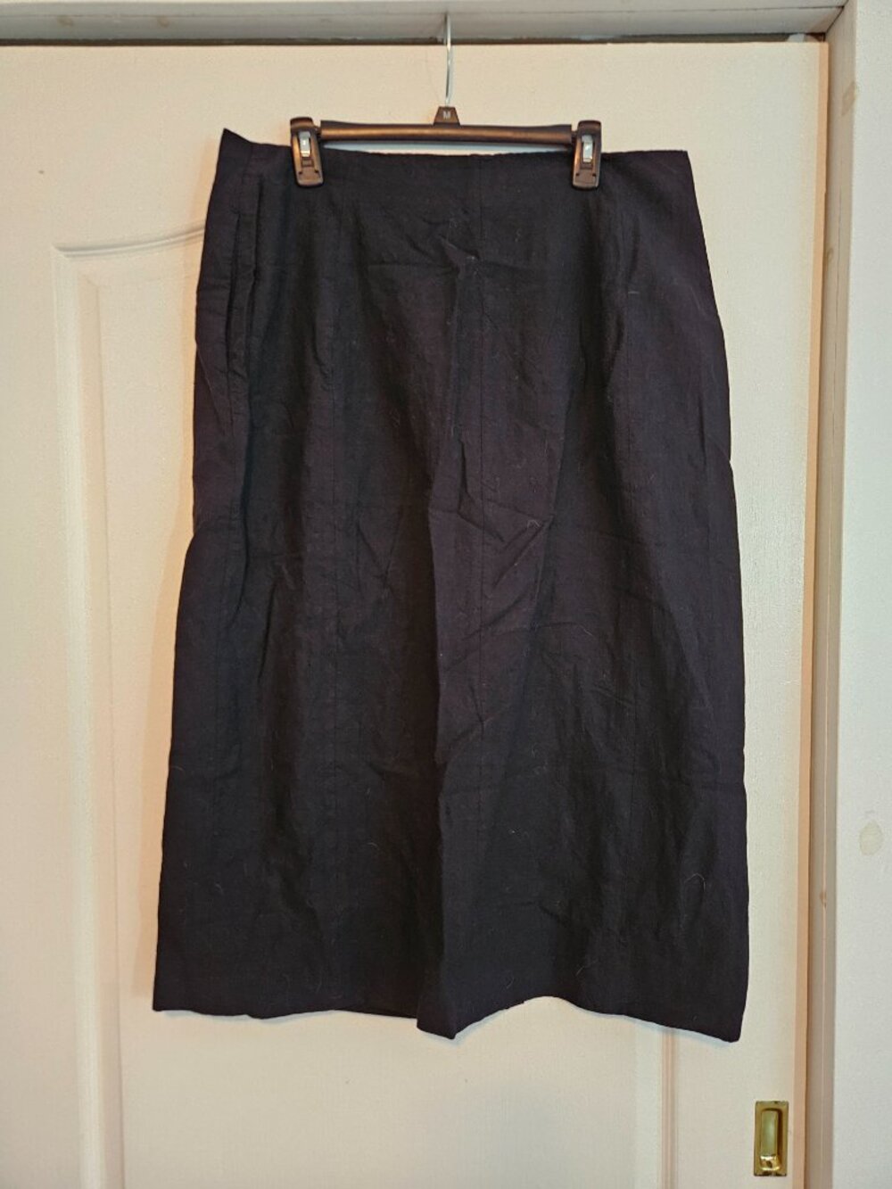 Wrap Midi Skirt 14 Black Linen-Cotton Blend NL829 - Picture 8 of 8